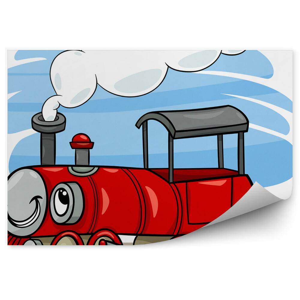 Fototapeta Grafika dla dziecka czerwony pociąg tory