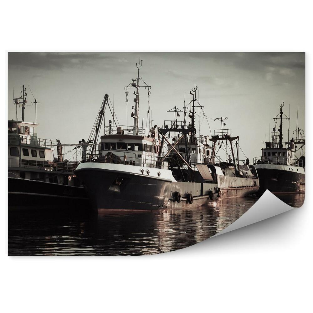 Okleina na ścianę Przemysłowe łodzie rybackie port