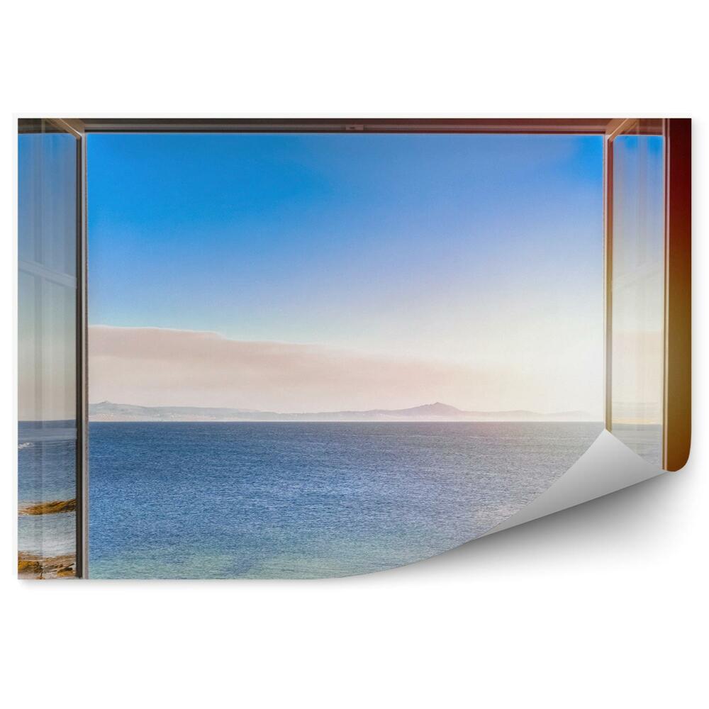 Fototapeta na ścianę Widok przez okno woda błękit blask słońca