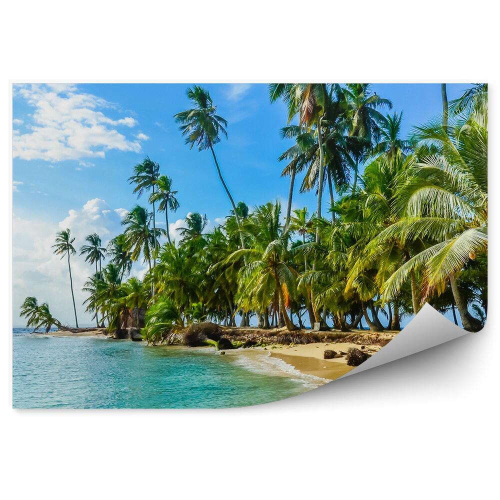 Okleina na ścianę Wyspa plaża morze palmy roślinność