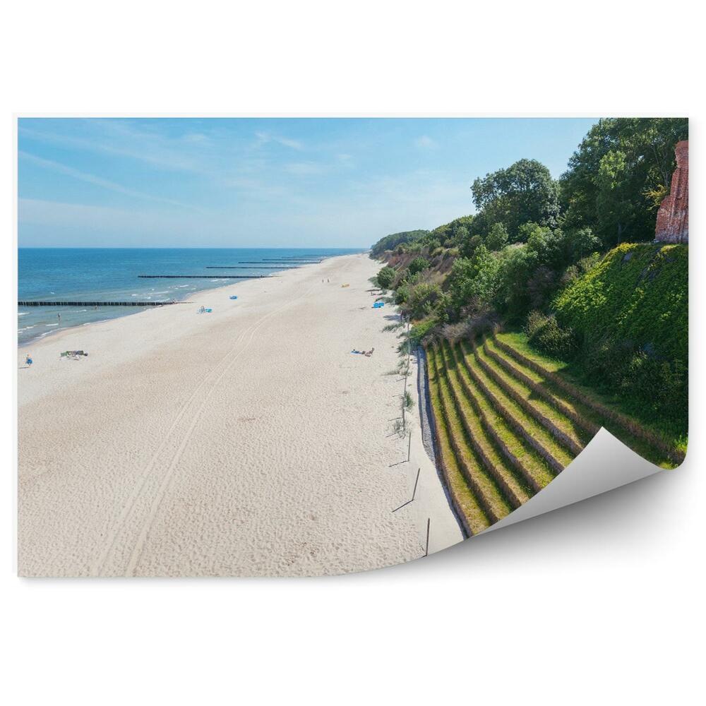 Okleina na ścianę Plaża brzeg morza Bałtyk zieleń piasek