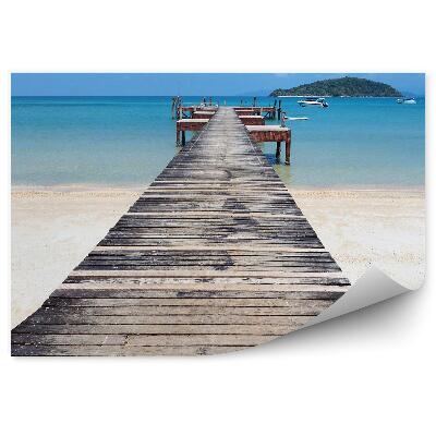 Okleina ścienna Stare drewniane molo na plaży wyspa tajlandia