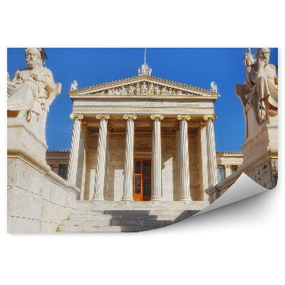 Fototapeta Grecja akademia sokrates rzeźby flaga