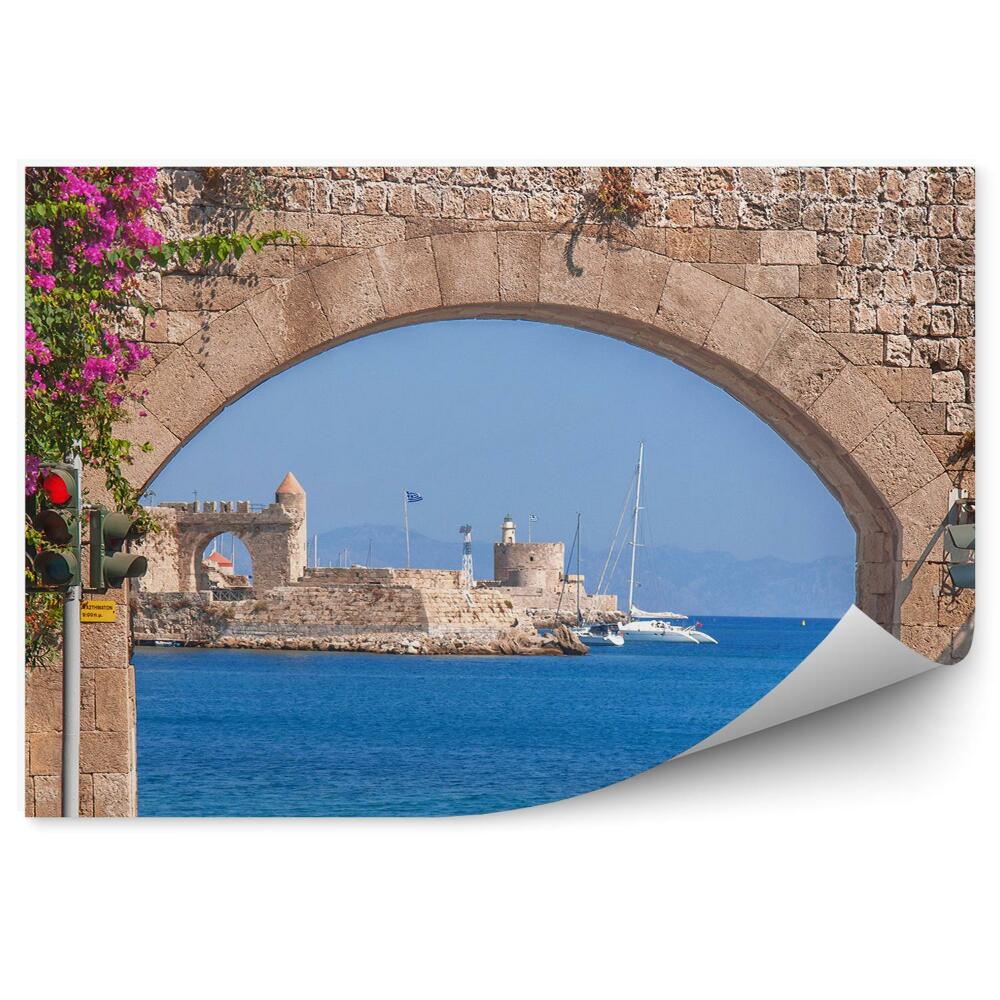 Fototapeta na ścianę Stare miasto łuk widok na morze błękit