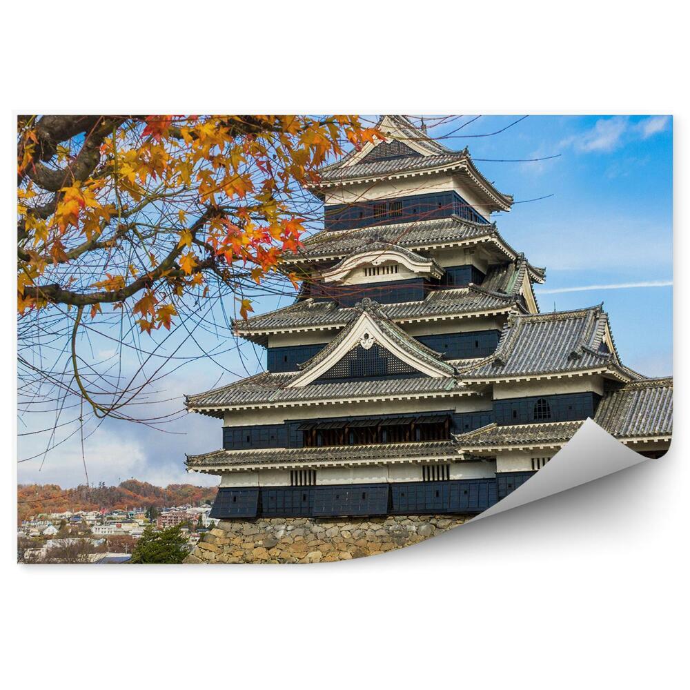 Okleina na ścianę Jesienne kolorowe liście japonia zamek woda