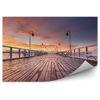 Okleina na ścianę Pochmurne niebo zachodzące słońce molo