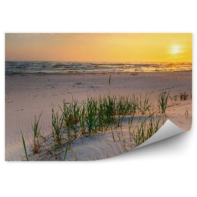Okleina na ścianę Perspektywa z plaży morze słońce pomarańczowe niebo