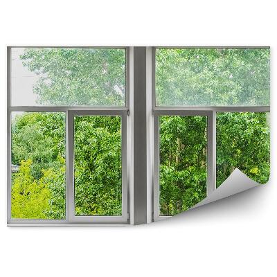 Fototapeta na ścianę Zieleń drzewa widok za oknem mieszkanie