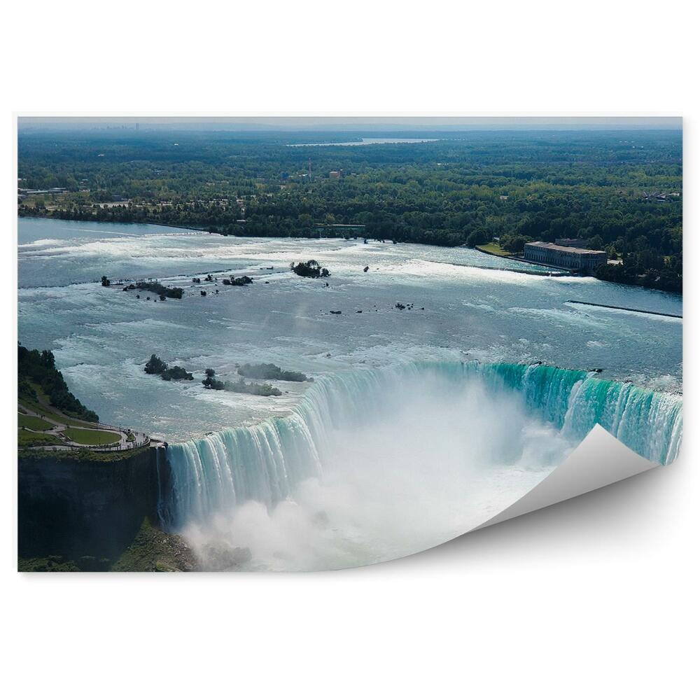 Okleina ścienna wodospad Niagara drzewa rośliny woda droga budynki chmury