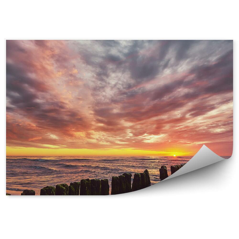 Okleina na ścianę Morze Bałtyckie blask słońca pochmurne niebo