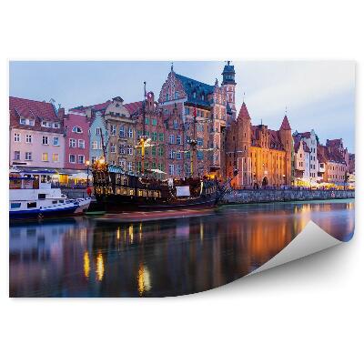 Okleina na ścianę Miasto statki budynki woda ruch