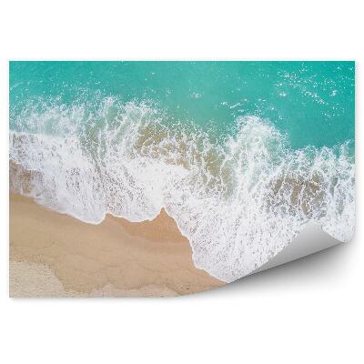 Fototapeta Widok z lotu ptaka tropikalna piaszczysta plaża fale oceanu