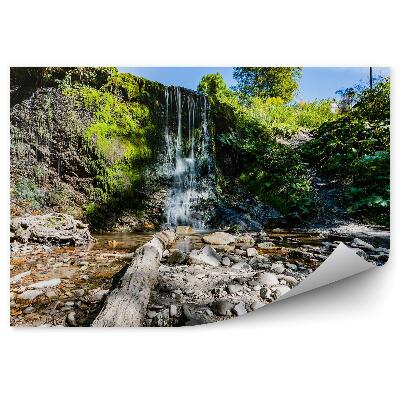 Okleina na ścianę Mały wodospad roślinność skały bieszczady