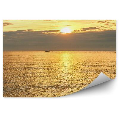 Okleina na ścianę Morze Bałtyckie woda chmury na pomarańczowym niebie