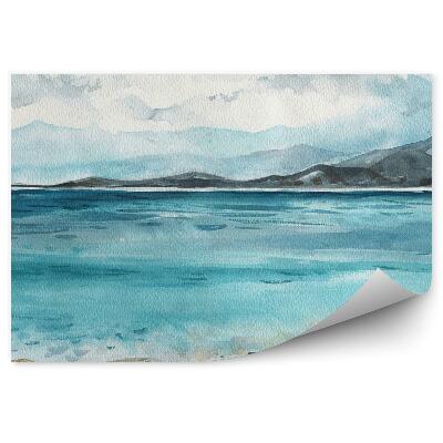 Okleina ścienna Plaża kamienie ocean góry niebo chmury farba obraz