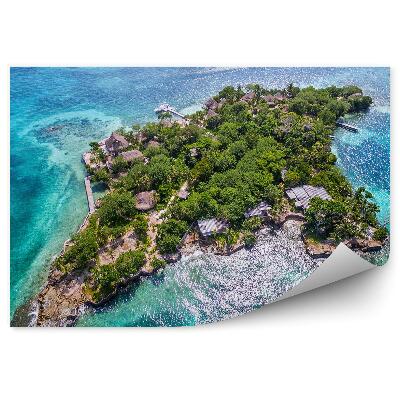 Okleina ścienna Widok z lotu ptaka domy wyspy rosario drzewa łodzie