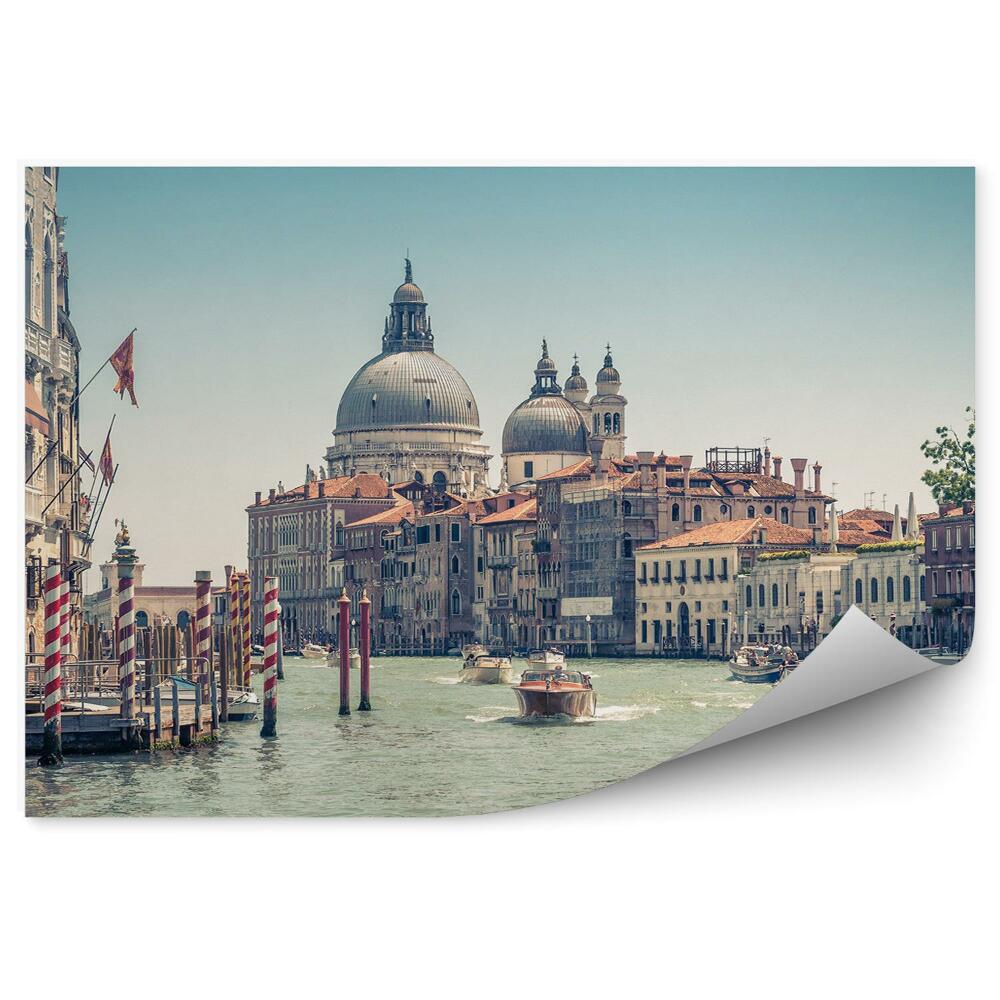 Fototapeta na ścianę Bazylika Santa Maria della Salute Włochy motorówki kanał Grande Wenecja budynki