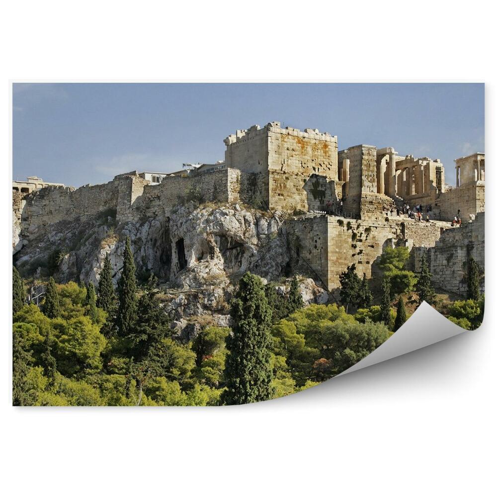 Okleina na ścianę ruiny Ateny Grecja drzewa natura