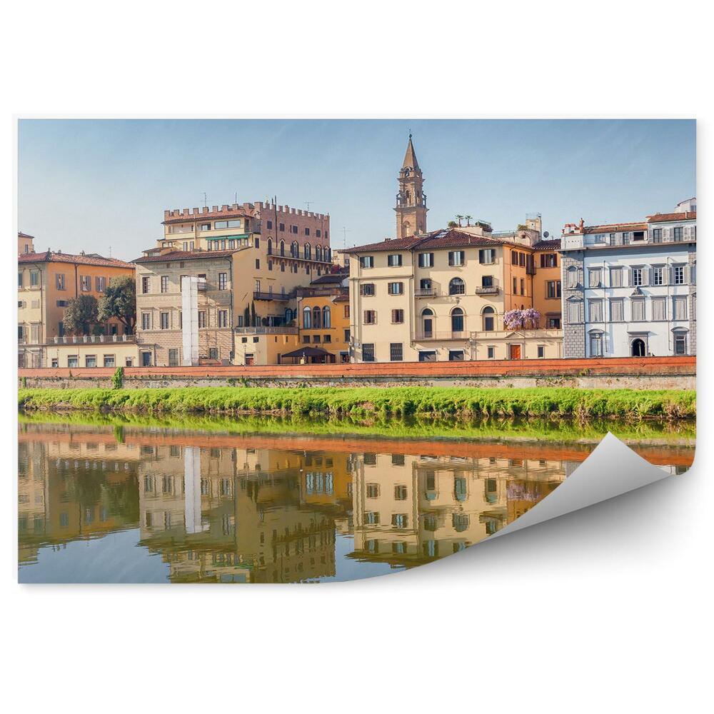 Fototapeta na ścianę rzeka Arno budynki trawa Florencja niebo