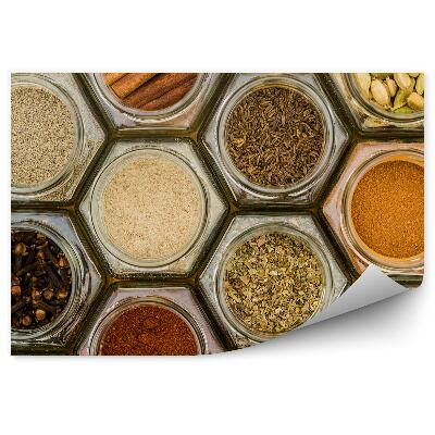 Okleina ścienna Sześciokąty słoje z przyprawami