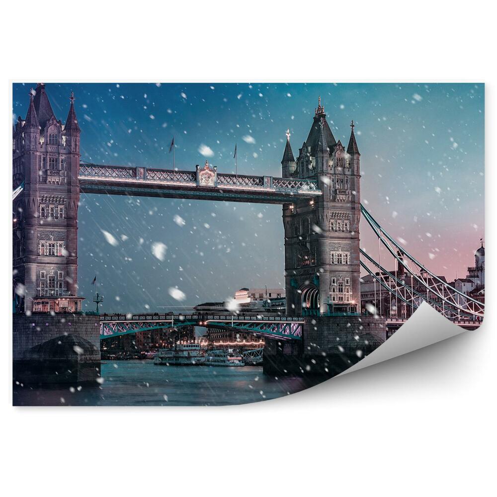 Okleina na ścianę Londyn opady śniegu miasto most
