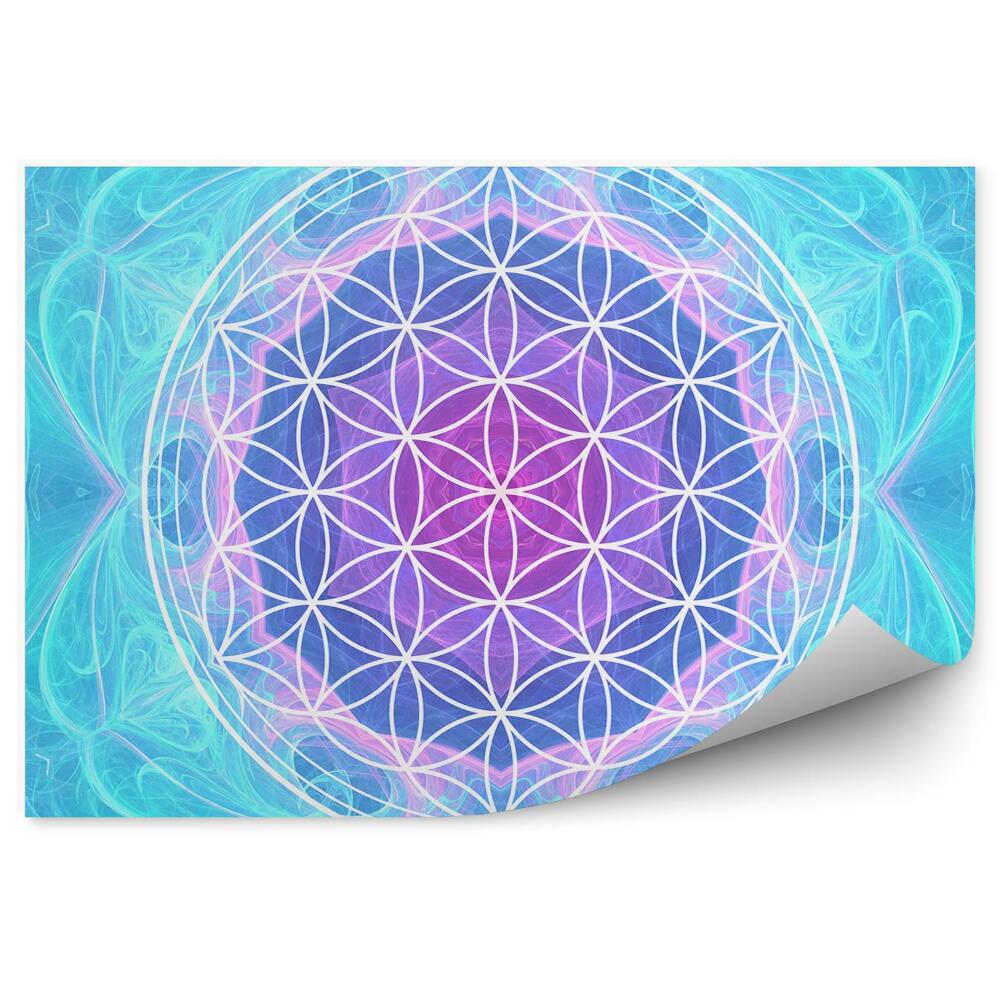 Okleina ścienna Mandala abstrakcja na błękitnym tle