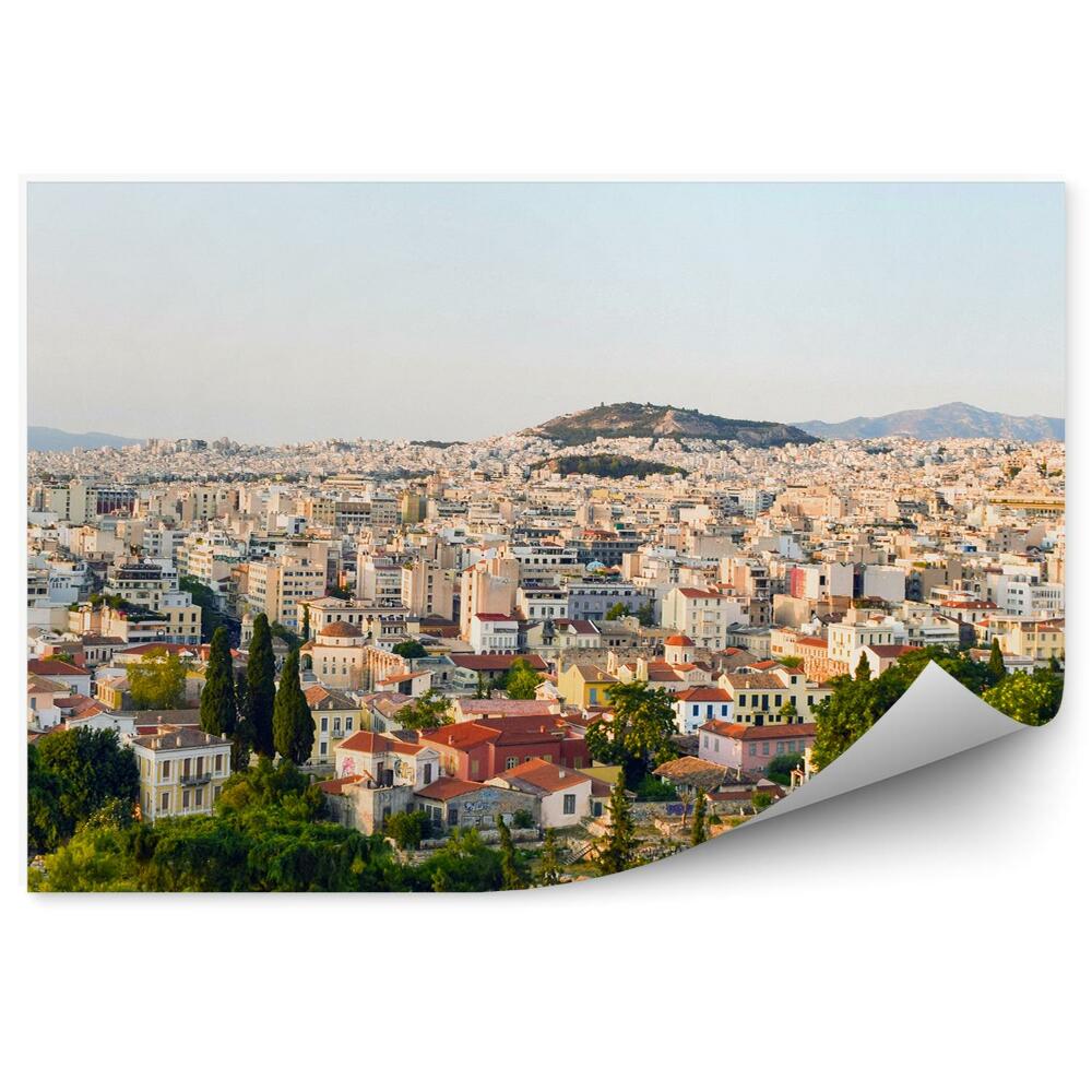 Okleina na ścianę panorama miasta Ateny Grecja budynki góry widok