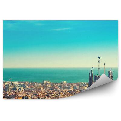 Okleina ścienna widok katedra budynki Katalonia Hiszpania