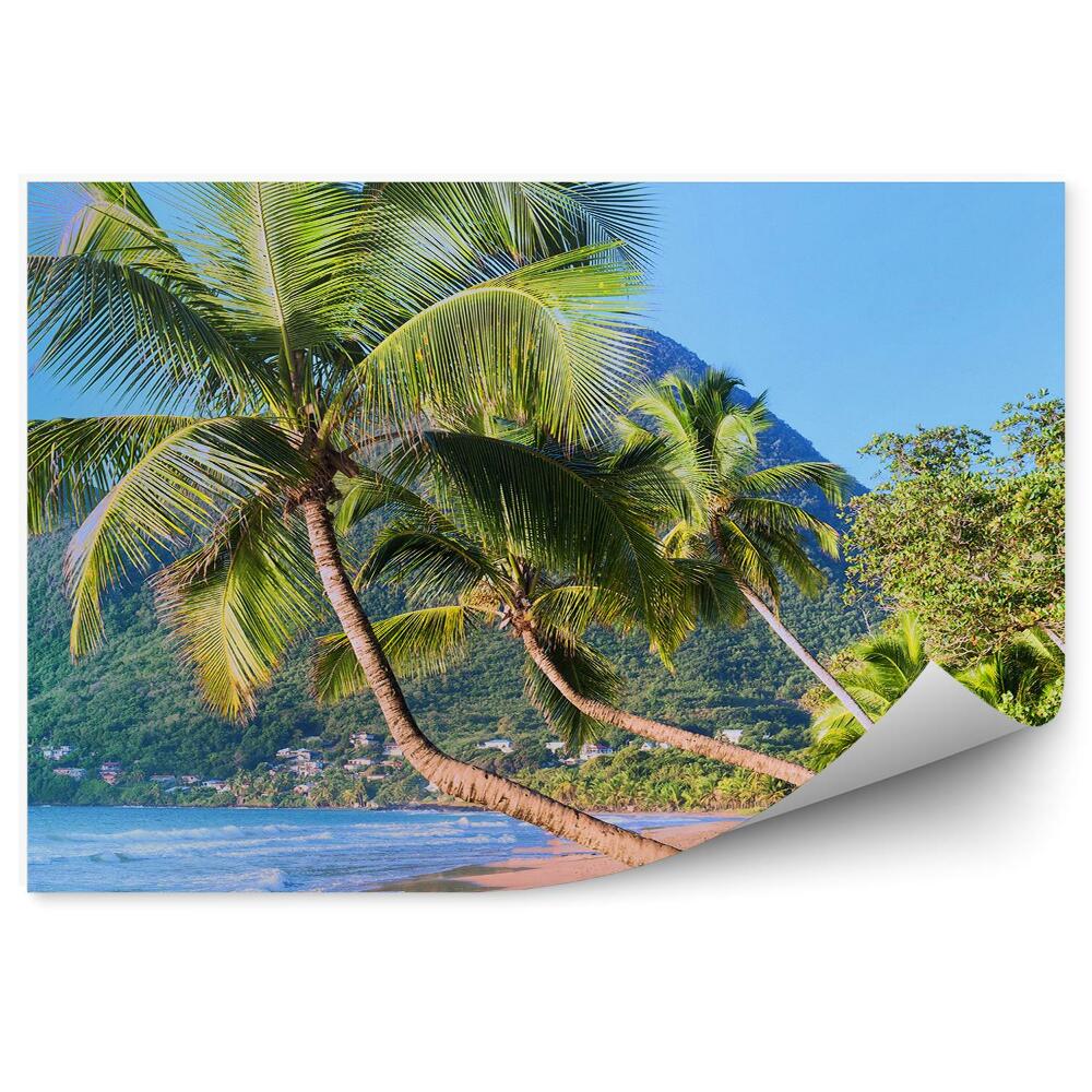 Fototapeta na ścianę góry morze Karaibskie plaża palmy drzewa