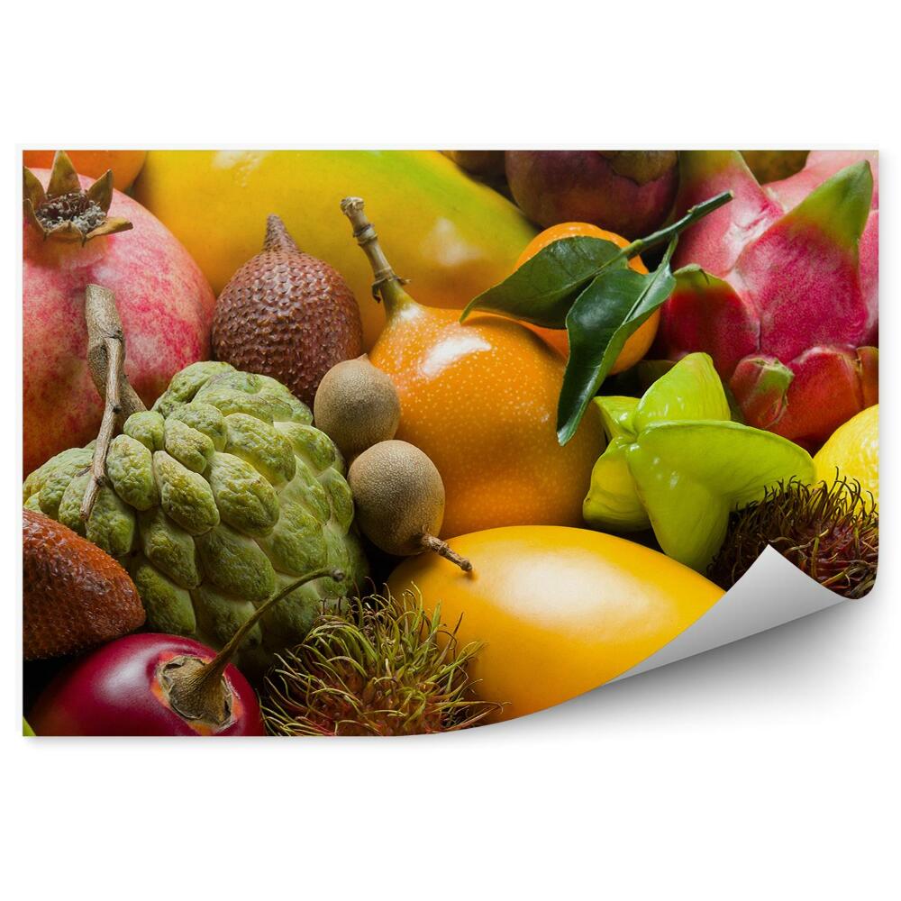 Fototapeta Świeże owoce tropikalne kolorowe stos