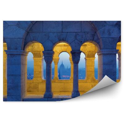 Okleina na ścianę Oświetlona baszta arkada kolumny