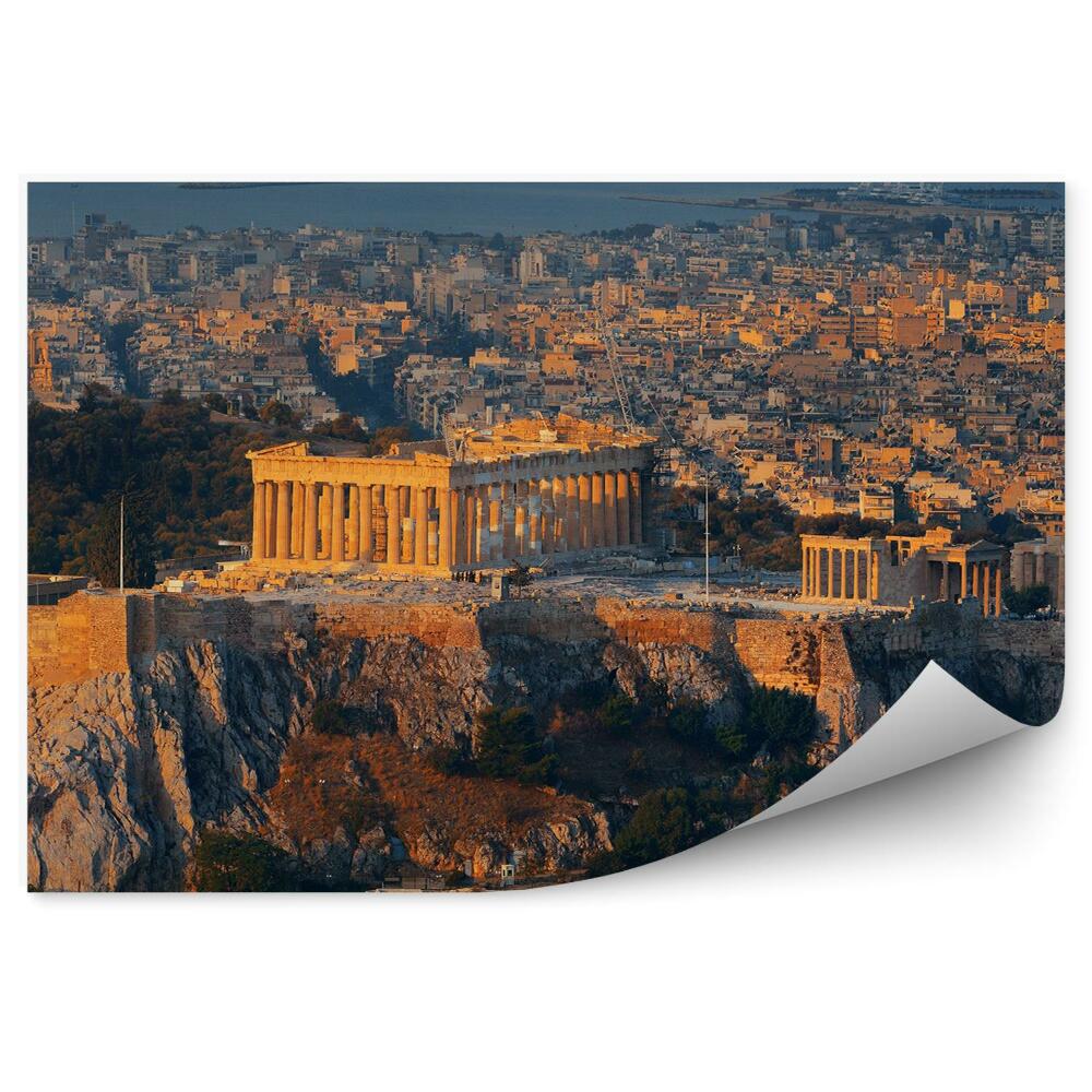 Okleina na ścianę panorama miasta Ateny Grecja budynki ruiny skały