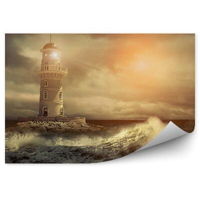 Fototapeta na ścianę Blask z latarni morskiej burza fale