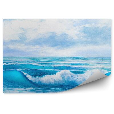 Fototapeta na ścianę Błękitna woda morza fale chmury na niebie