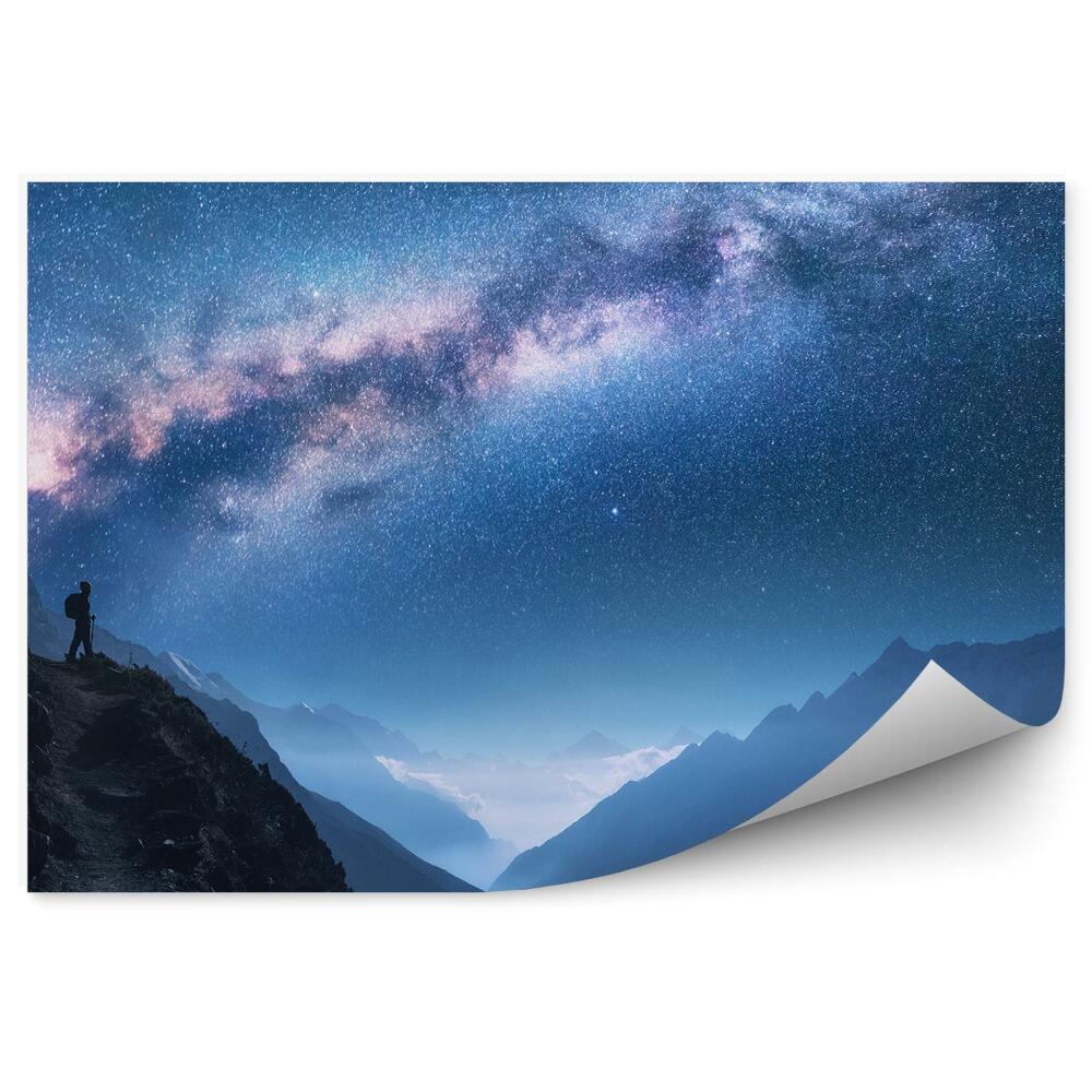 Fototapeta Droga mleczna turysta góry niebo gwiazdy galaktyka wszechświat