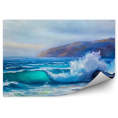 Fototapeta na ścianę Morskie fale rozbijające się o kamienie wybrzeże