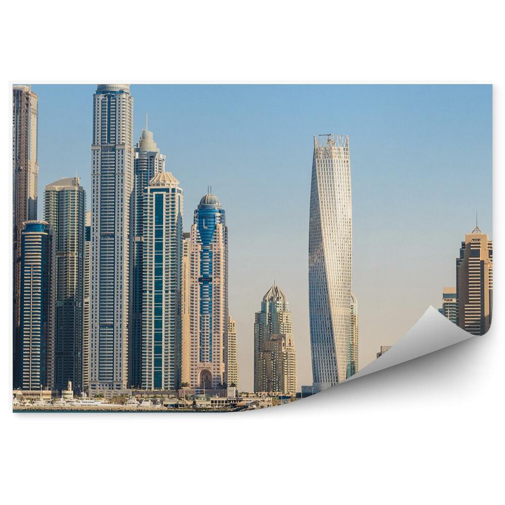 Fototapeta wieżowce ocean jachty Dubaj