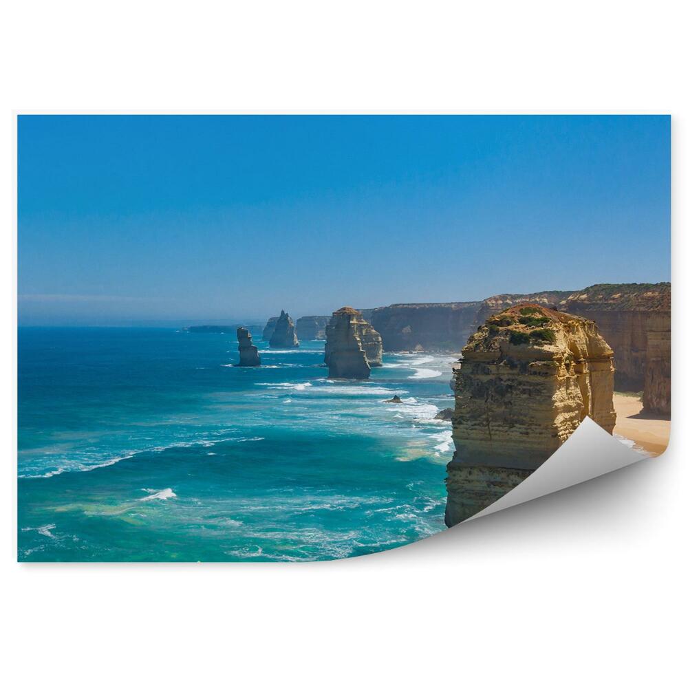 Okleina ścienna Dwunastu apostołów skały plaża ocean drzewa niebo australia