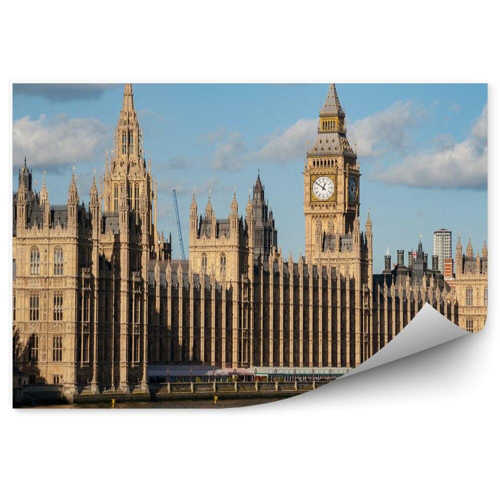 Fototapeta Westminster Pałac Big Ben drzewa chmury niebo Londyn
