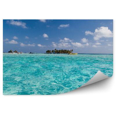 Fototapeta na ścianę Domki łódka rośliny przejrzysta woda