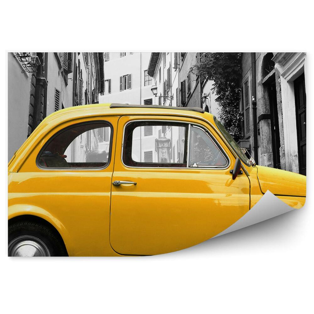 Fototapeta na ścianę Yellow retro samochód w rzymie