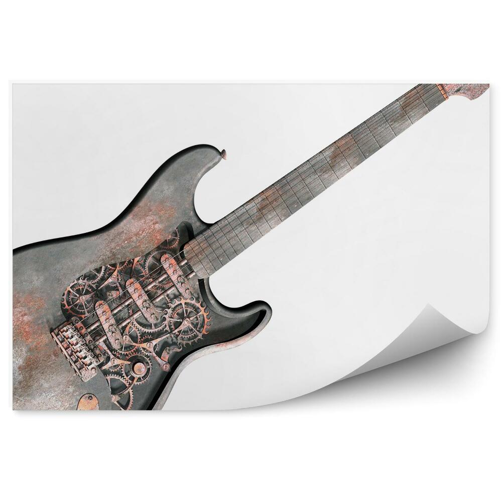 Fototapeta Steampunk gitara rdza białe tło