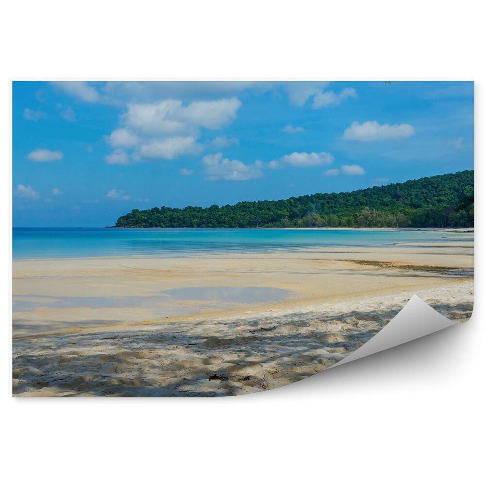 Fototapeta Kambodża plaża drzewa wyspa ocean niebo chmury piasek