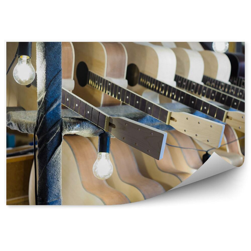 Okleina na ścianę Fabryka wyroby z drewna gitary