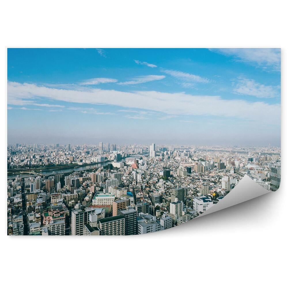 Okleina na ścianę wieżowce budynki niebo chmury Tokio Japonia