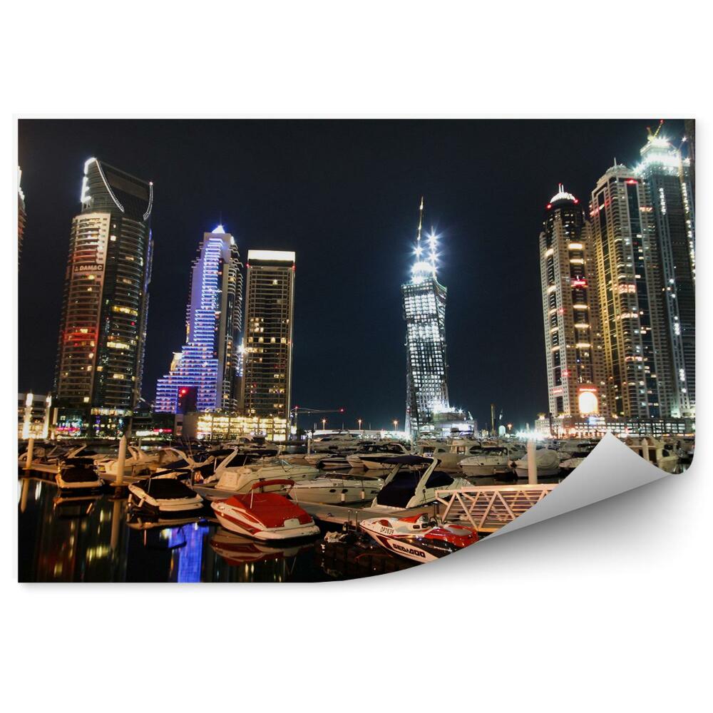 Okleina ścienna Dubaj miasto łodzie port zatoka