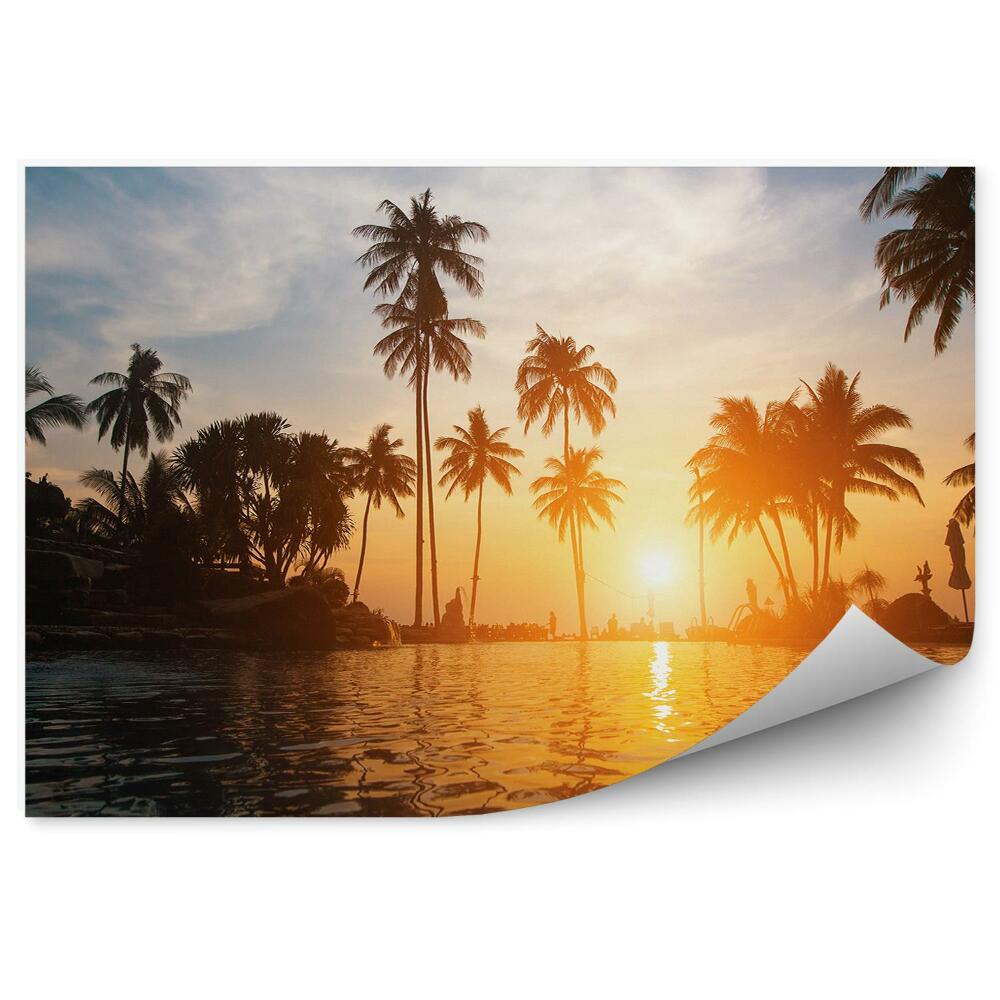 Fototapeta na ścianę Tropikalna plaza palmy woda słońce perspektywa