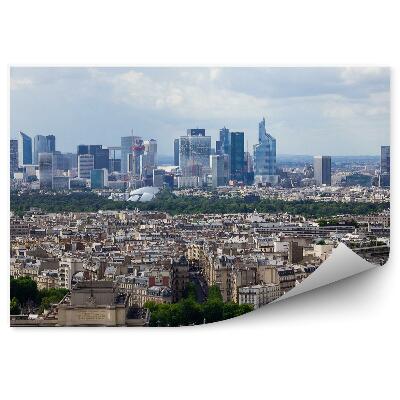 Fototapeta Panorama miasta budynki ludzie widok niebo chmury wieżowce