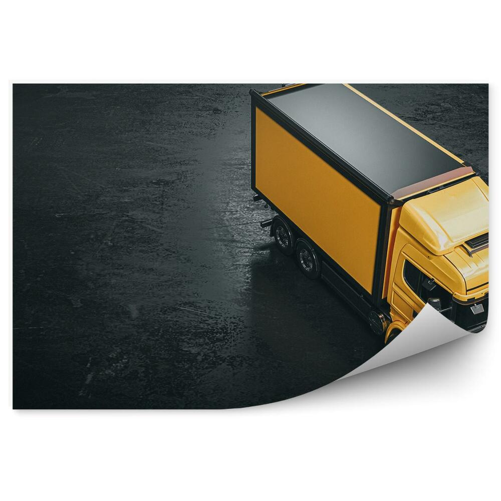 Fototapeta na ścianę Żółta ciężarówka na czarnym tle