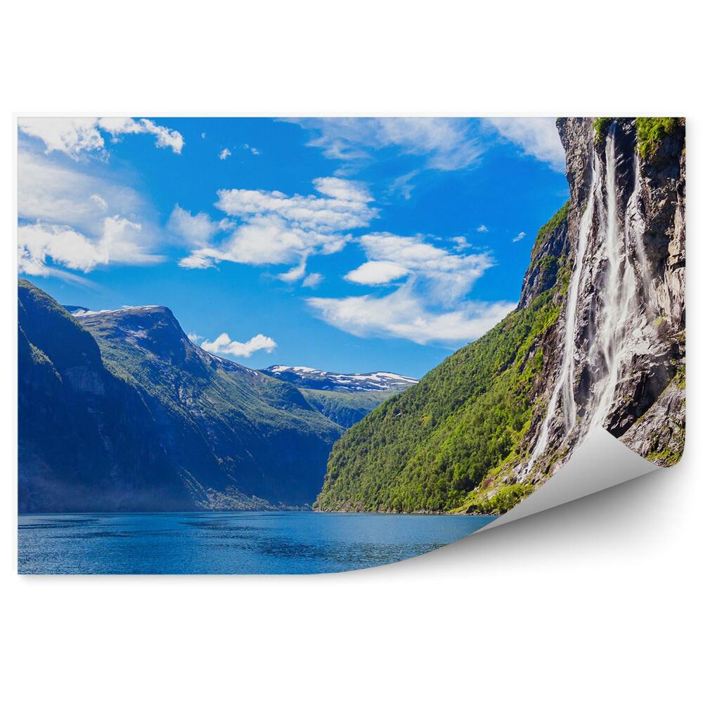 Fotopeta Zatoka norwegia skały góry natura zieleń